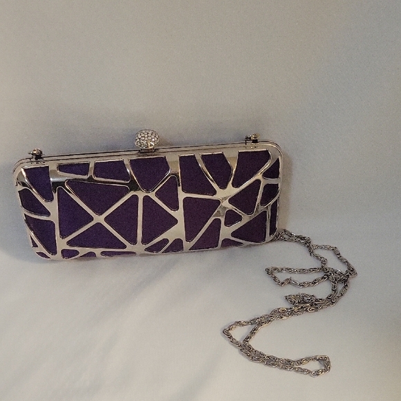 Elegant Purple Clutch with Silver Accents - Picture 10 of 10